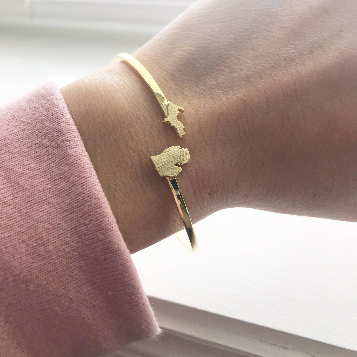 Michigan State Cuff Bracelet in Gold