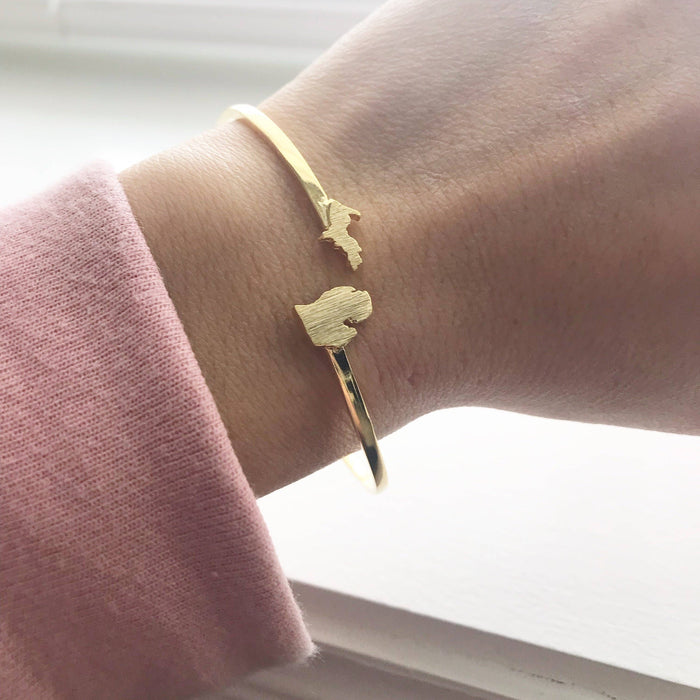 Michigan State Cuff Bracelet in Gold