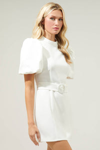 Rica Suave Margaret Bubble Sleeve Mini Dress in White
