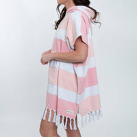 Hooded Poncho Swimsuit Cover Up in Coral