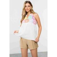 Embroidered Halter Neck Top in White
