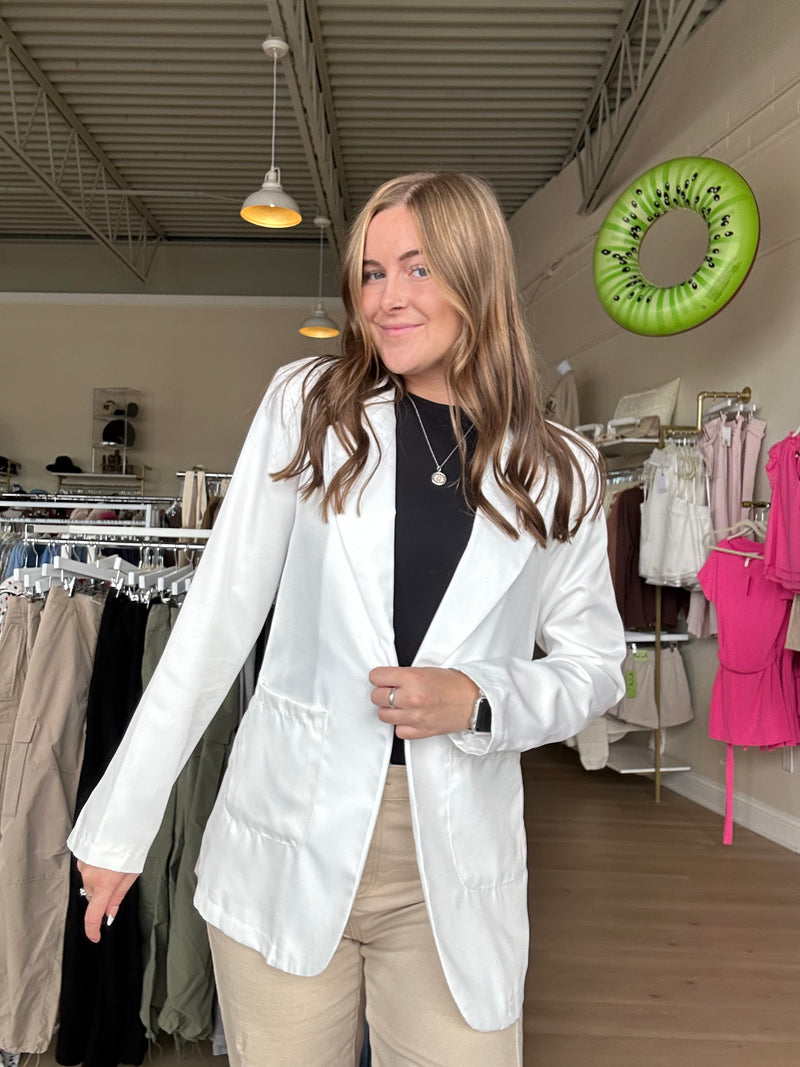 Lapel Slim Fit Style Blazer in White