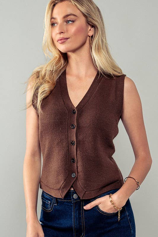 Antique Charm Knit Vest in Brown