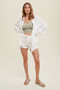 Beach Bum Cover Up Shirt in White