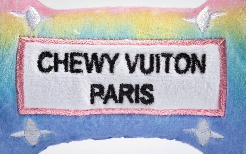 Pink Ombre Chewy Vuiton Bone Squeaker Dog Toy: Large