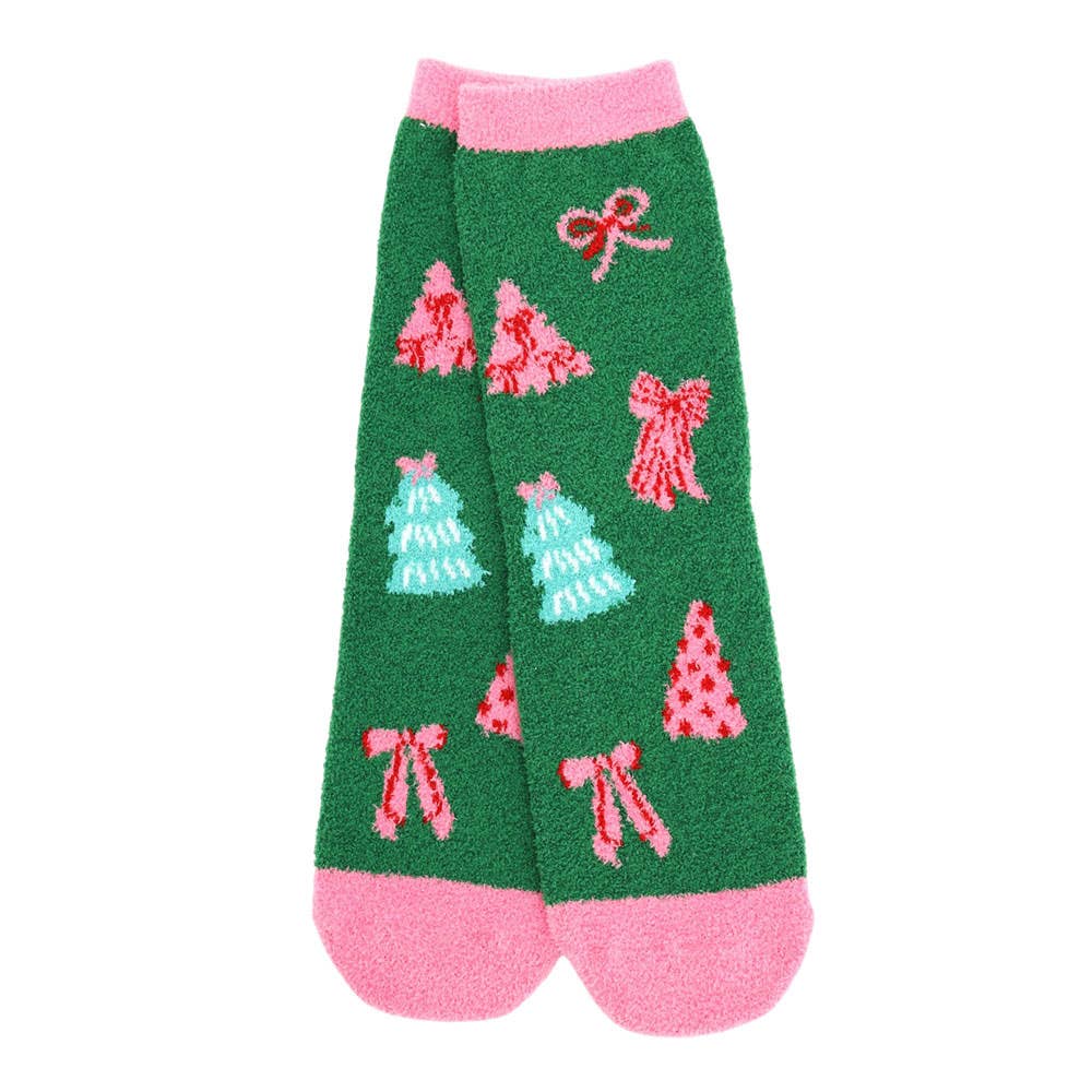 12Pairs - Cozy Fuzzy Christmas Pattern Soft Socks