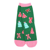 12Pairs - Cozy Fuzzy Christmas Pattern Soft Socks