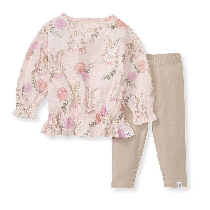 Toddler Bunny Floral Set in Hummus