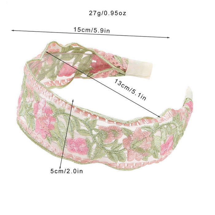 Flower Headband in Green/Pink