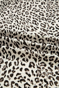 Leopard Drawstring Elastic Waist Pants: Brown