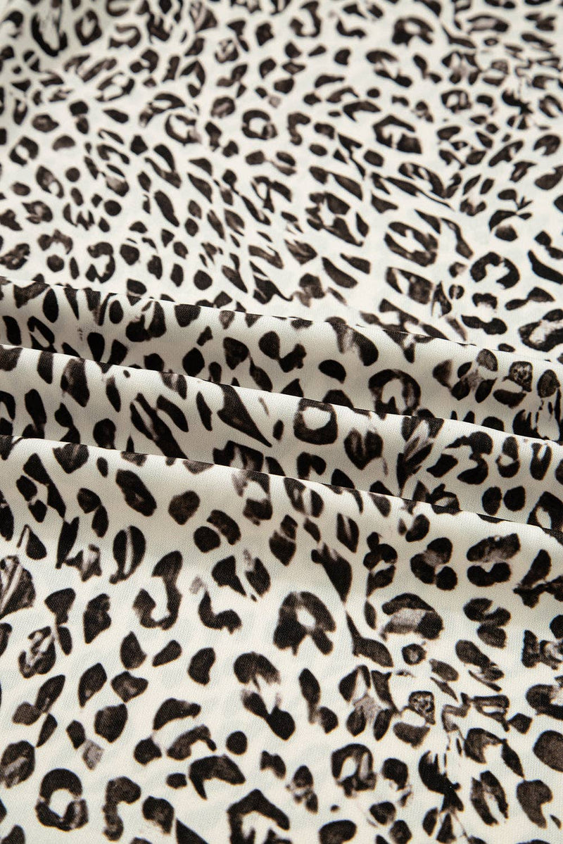 Leopard Drawstring Elastic Waist Pants: Brown