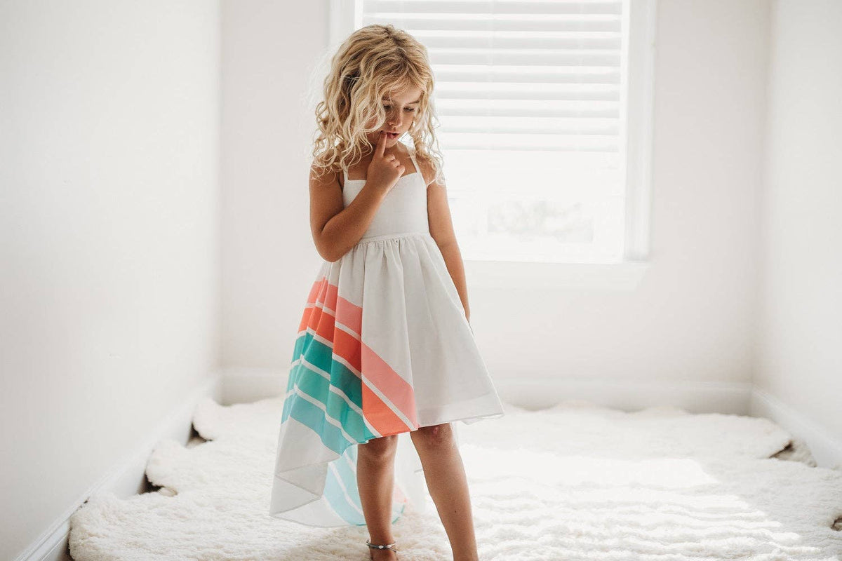 Pastel Rainbow Halter High-Low Dress