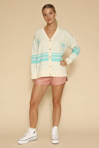 Ocean Sunset Knit Cardigan in Teal