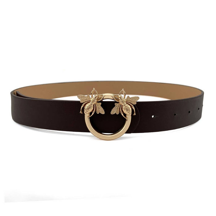 Retro Bees Buckle Belt in Black