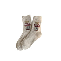 Thick Warm Wool Socks Bear Knit Crew Socks: KHAKI