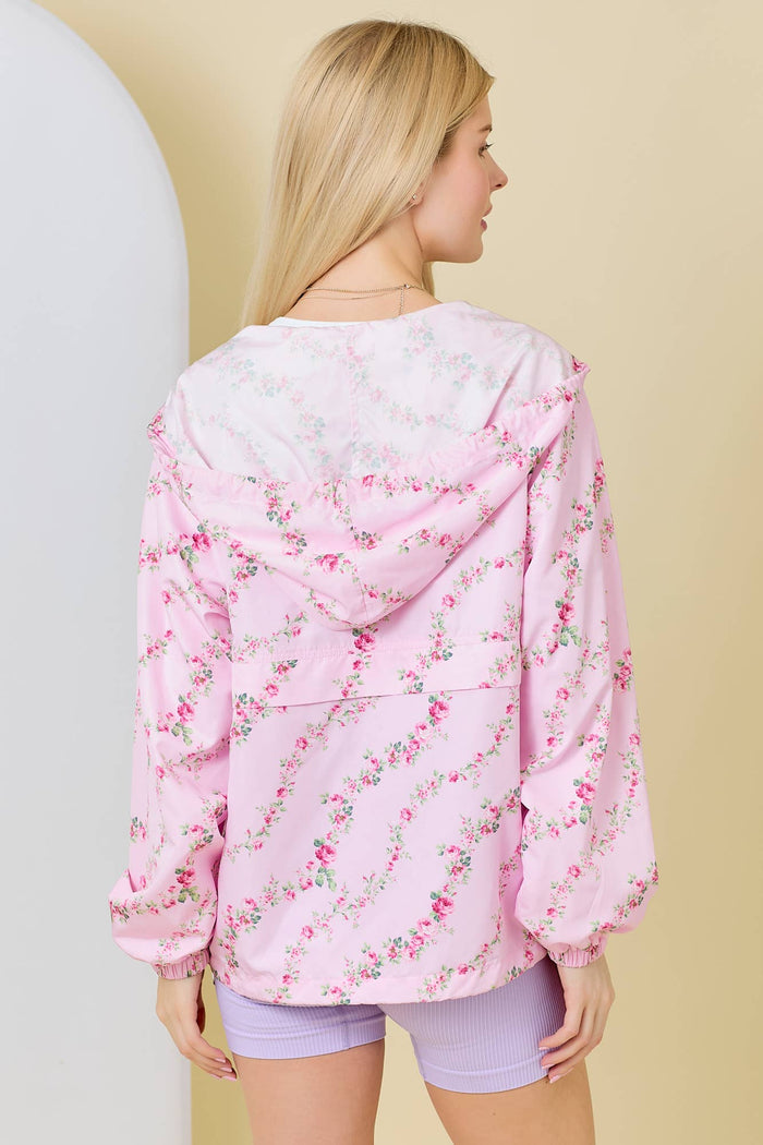 Floral Printed Windbreaker Jacket