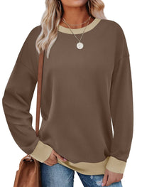 Colorblock Crewneck Pullover in Khaki