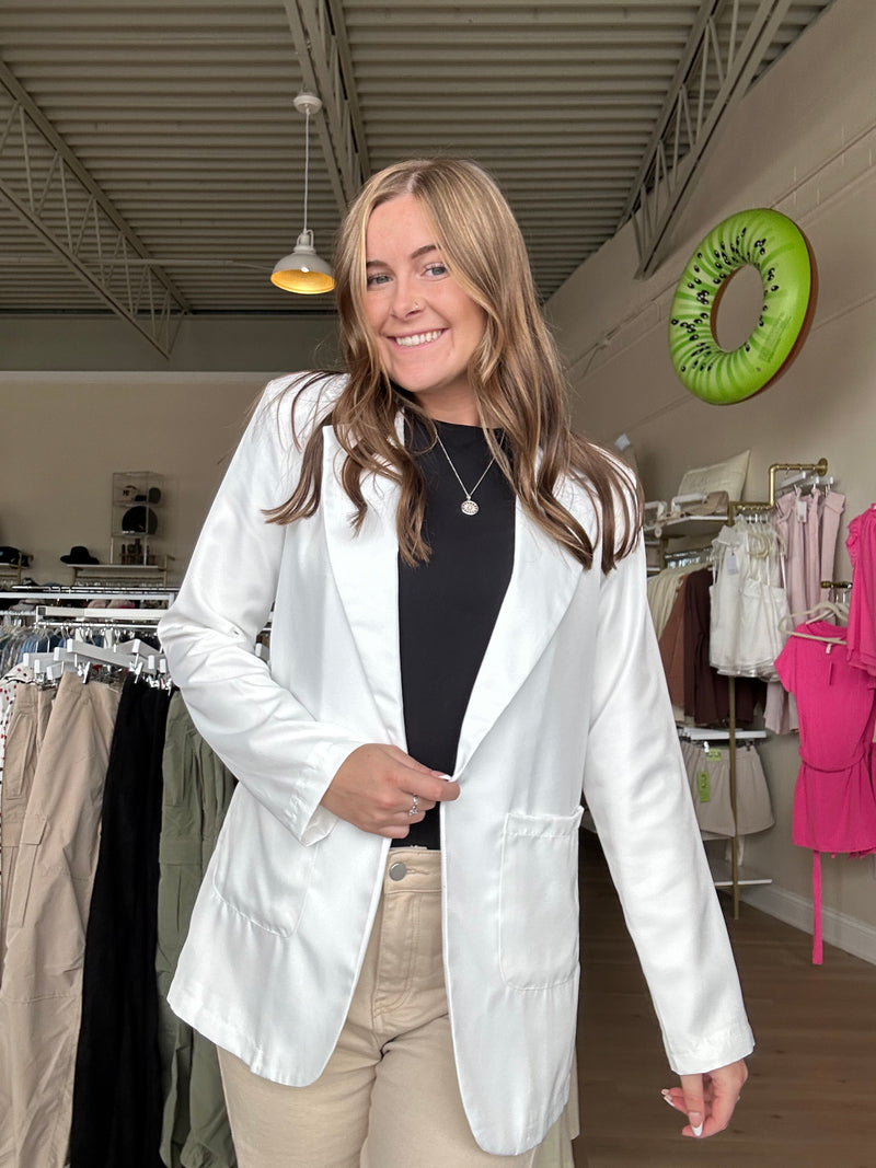 Lapel Slim Fit Style Blazer in White