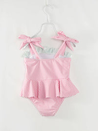 Pink Stripe Watermelon Ruffle Girl’s One Piece Swimsuit