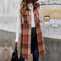 Retro Plaid Vest in Orange & Coffee
