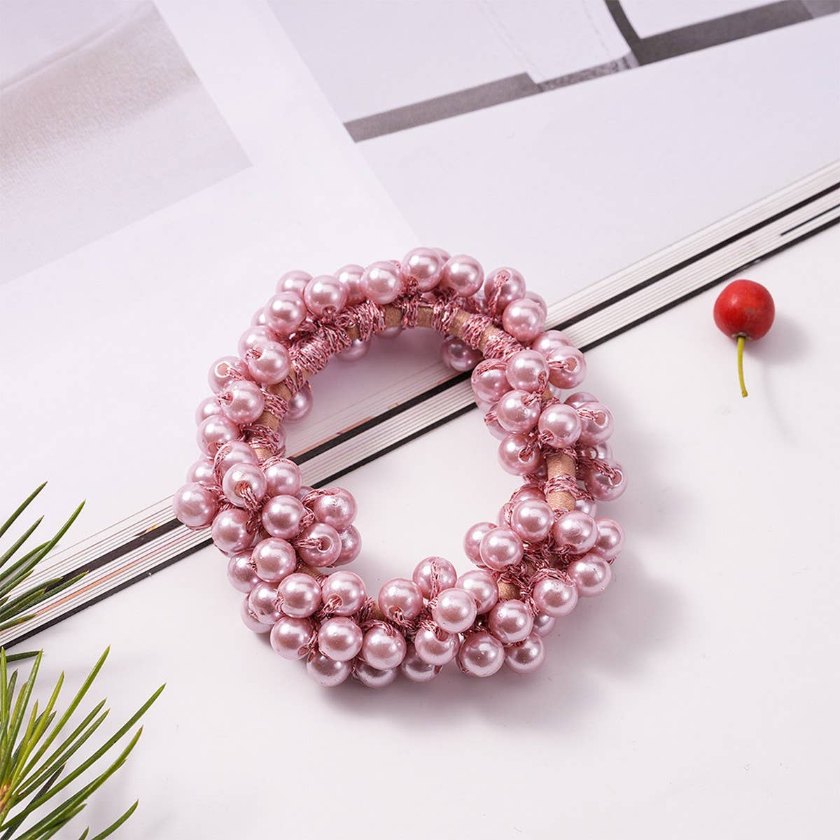 2-in-1 Pearl Hair Band & Bracelet_CWAHA07284: WHITE2 / (OS) 5