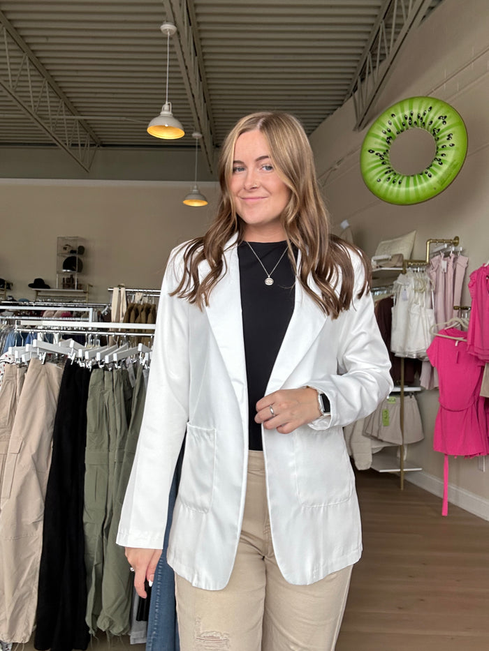 Lapel Slim Fit Style Blazer in White