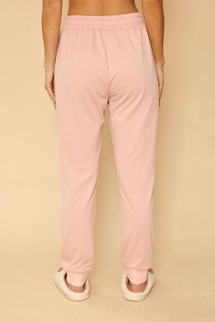Bow Expression Jogger Sweatpants in Baby Pink