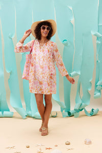 Pintuck Beach Swimsuit Cover-Up in Pink
