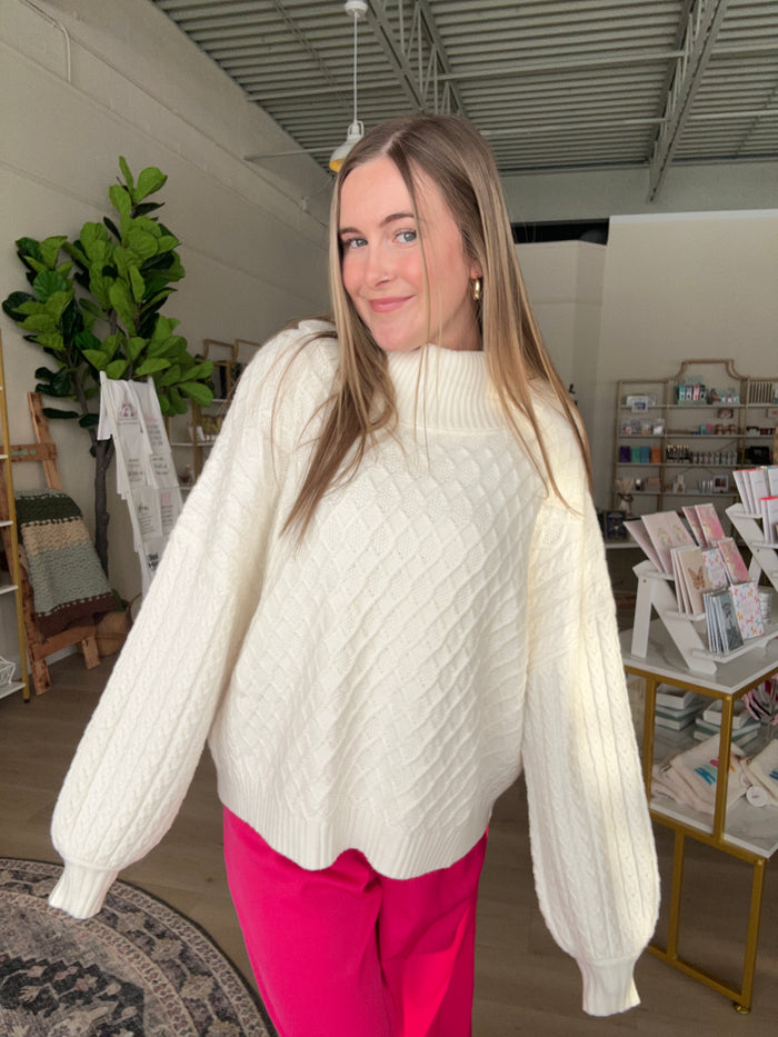 Maren Cable Knit Turtleneck Sweater