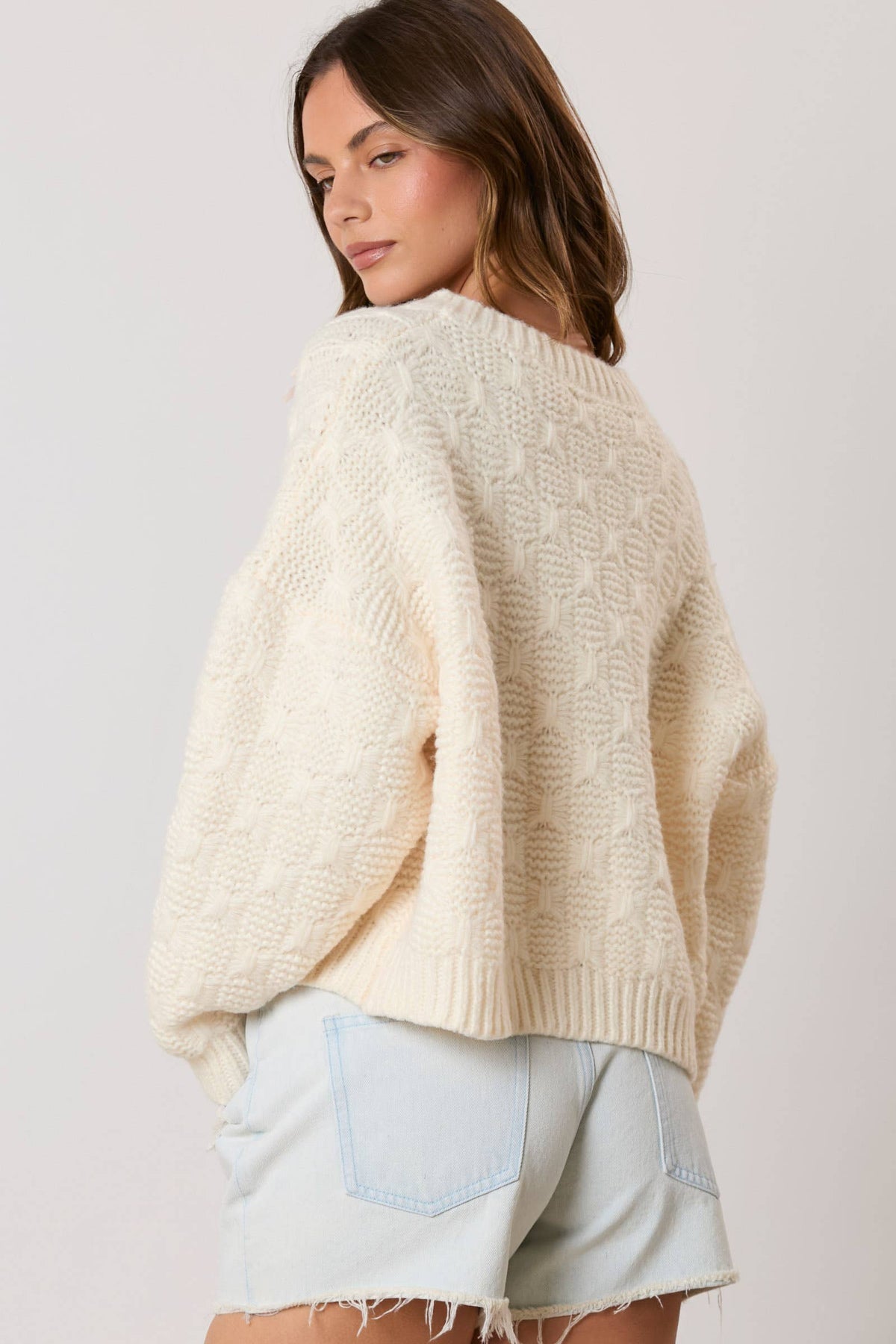 Mini Bow Coquette Cable Knit Sweater