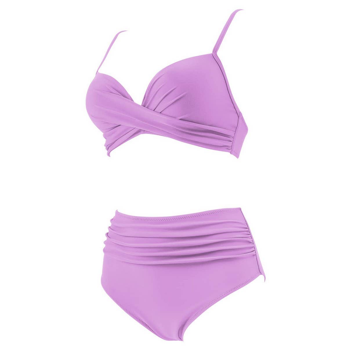 High Waist Bikini Set, Sexy Push Up Swimsuit: lavender