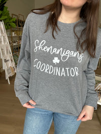Shenanigans Coordinator Long Sleeve Tee in Gray