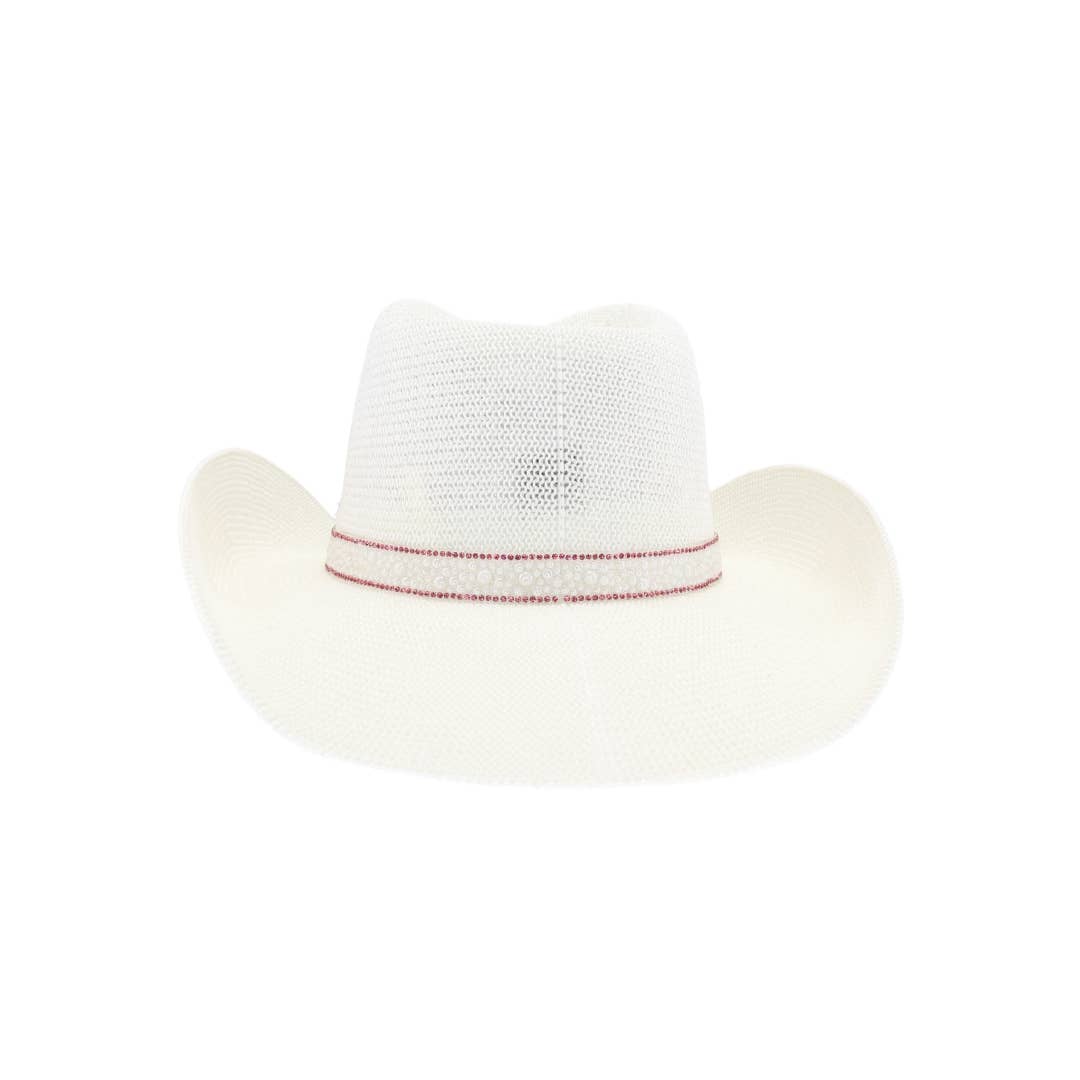 Mrs. Bridal Cowboy Hat in White/Hot Pink