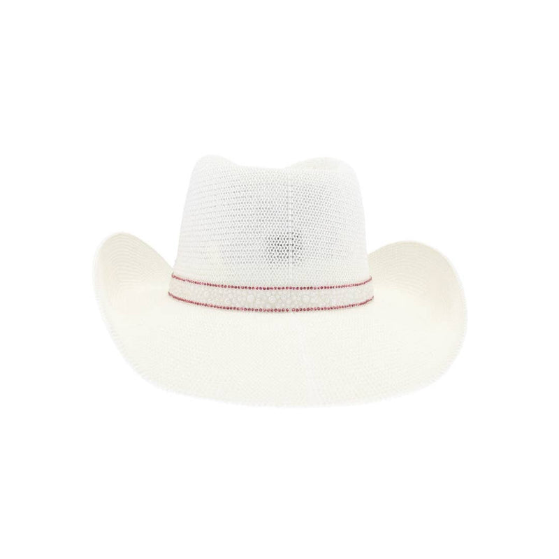 Mrs. Bridal Cowboy Hat in White/Hot Pink