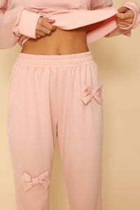 Bow Expression Jogger Sweatpants in Baby Pink