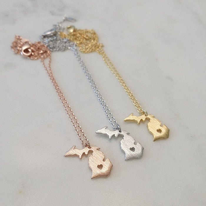 Michigan State Heart Necklace in Silver