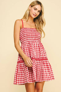 Plaid Mini Dress in Red