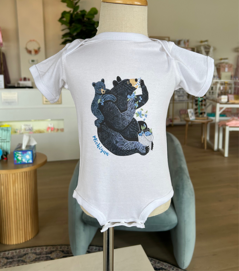 Blue Beary & Baby Michigan Onesie