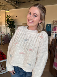 Mini Bow Coquette Cable Knit Sweater