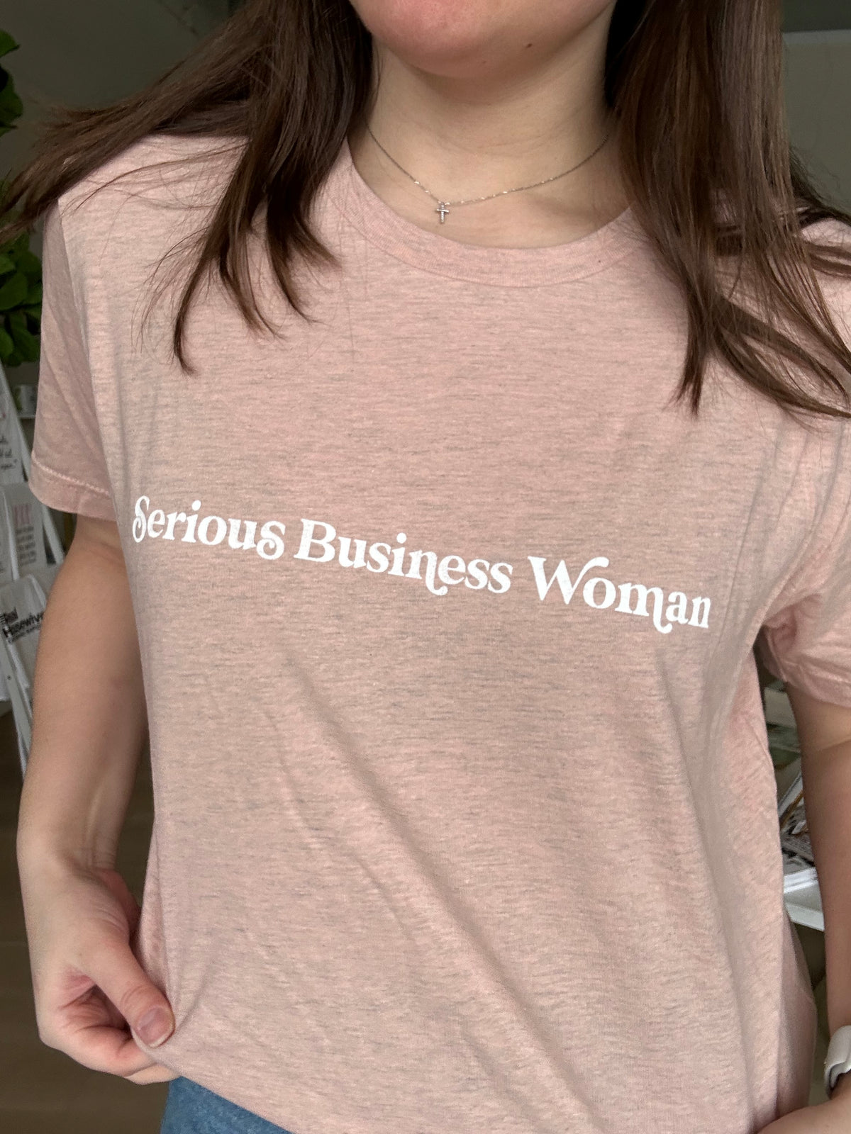 Serious Business Woman T-Shirt in Heather Prism Peach