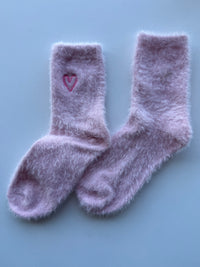 Heart Embroidered Socks in Pink
