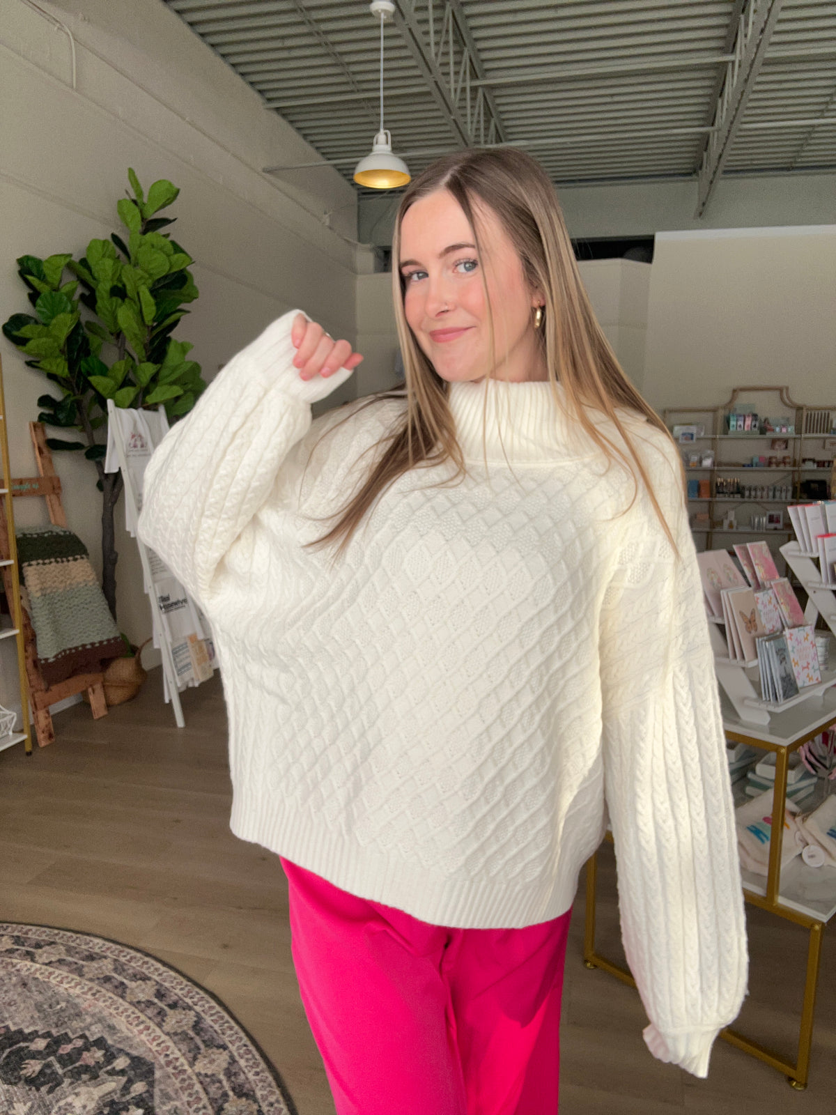 Maren Cable Knit Turtleneck Sweater