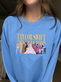 Taylor Swift Eras Tour Embroidered Crewneck in Carolina Blue