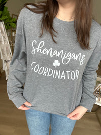 Shenanigans Coordinator Long Sleeve Tee in Gray