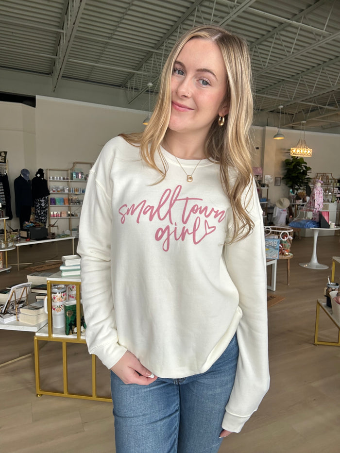 Small Town Girl Vintage Crewneck in White