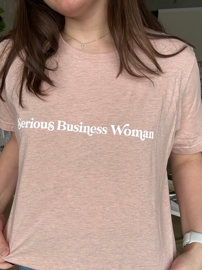 Serious Business Woman T-Shirt in Heather Prism Peach