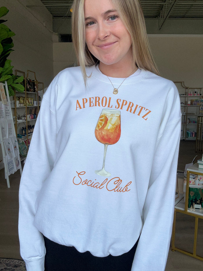 Aperol Spritz Social Club Crewneck in White