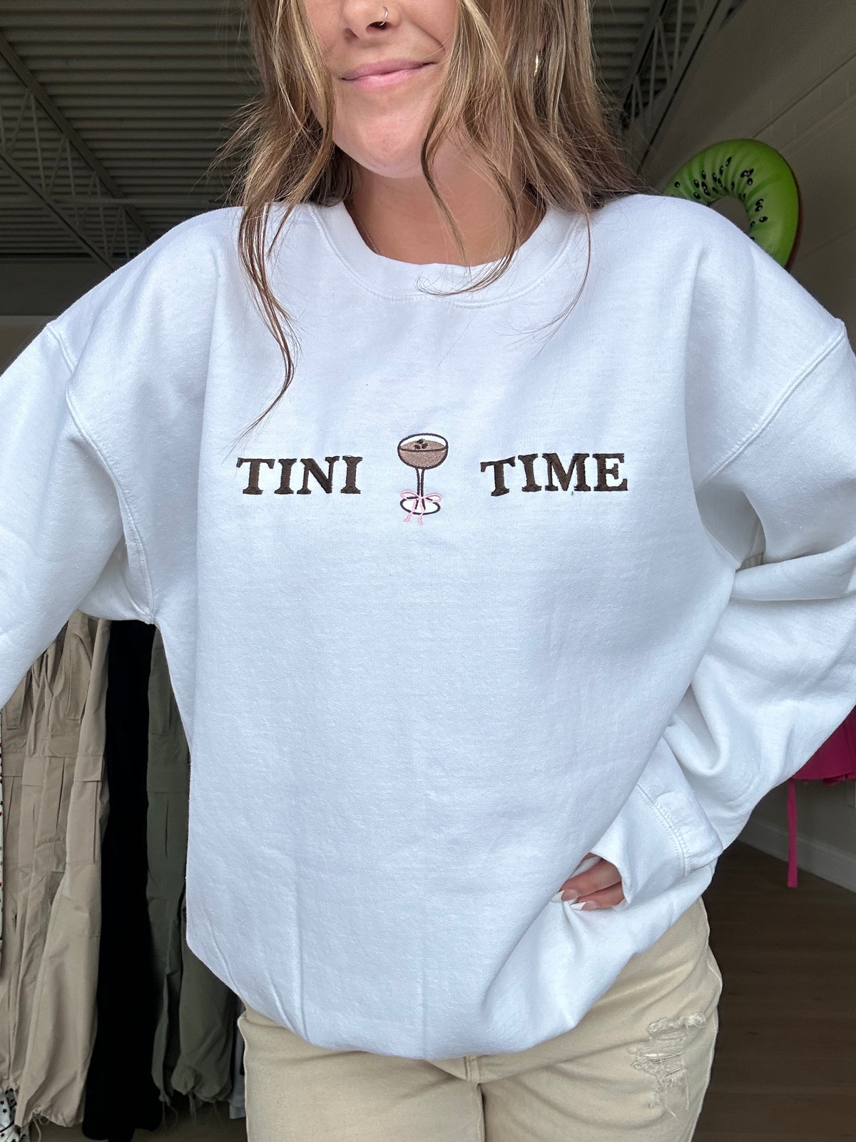 Tini Time Embroidered Crewneck Sweatshirt