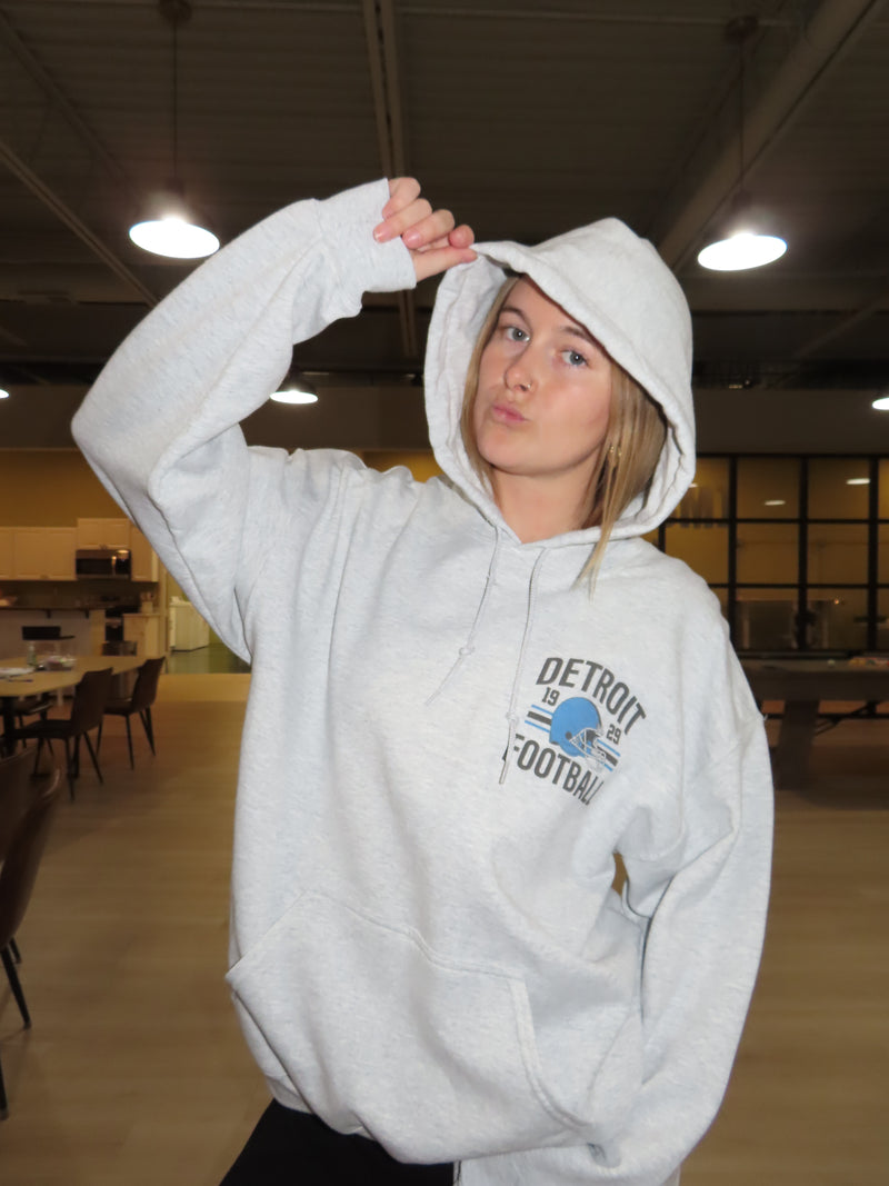 Sundays Are Better In Detroit Graphic Hoodie in Gray