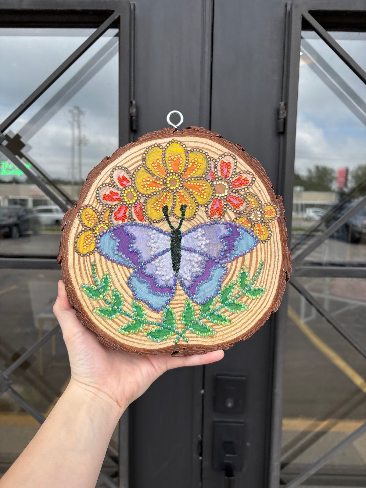 Butterfly Jewel Wood Hanging Art